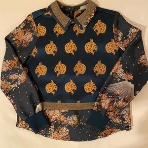SCOTCH & SODA LEOPARD PRINT COLLAR TOP (Like NEW)